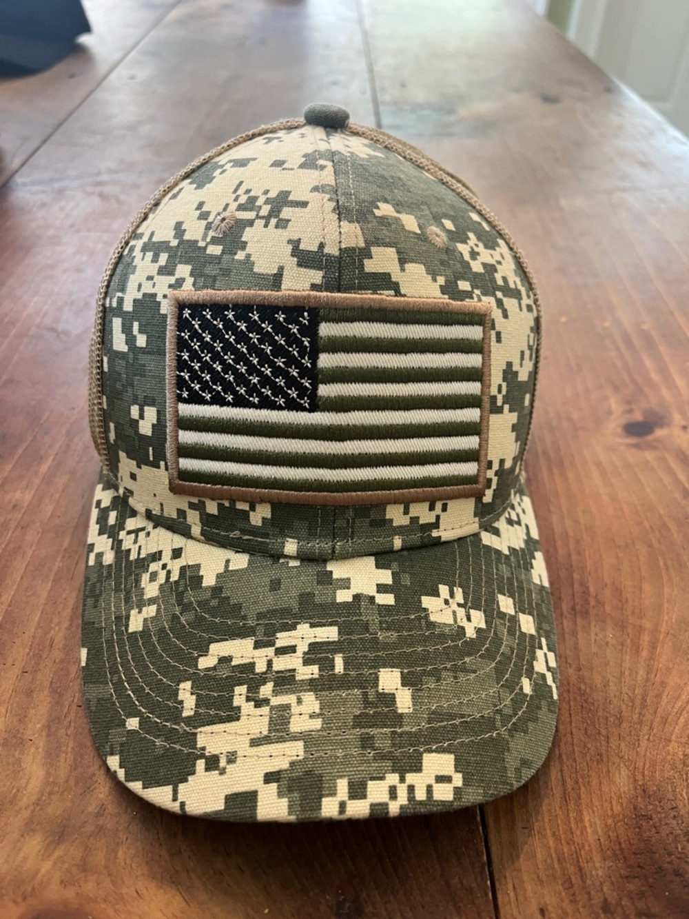Digital Camo Flag Trucker Hat - Olive/Tan
